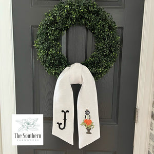 Linen Wreath/Basket Sash - Pumpkin Topiary in 3 Colorways