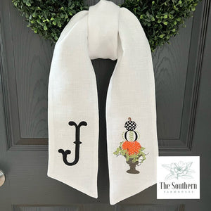Linen Wreath/Basket Sash - Pumpkin Topiary in 3 Colorways