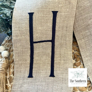 Linen Wreath/Basket Sash - Sailboat Monogram