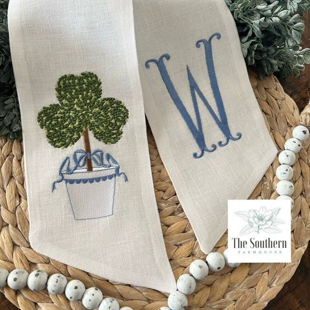 Linen Wreath/Basket Sash - Shamrock Topiary