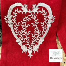 Load image into Gallery viewer, Linen Wreath/Basket Sash - Vintage Heart Red
