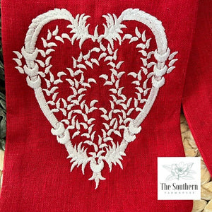 Linen Wreath/Basket Sash - Vintage Heart Red