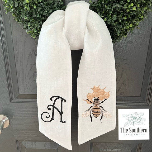 Linen Wreath/Basket Sash - Honey Bee