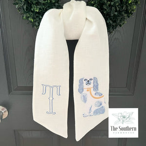 Linen Wreath/Basket Sash - Chinoiserie Staffordshire Blue