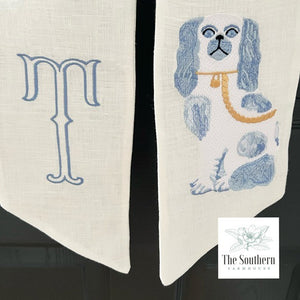Linen Wreath/Basket Sash - Chinoiserie Staffordshire Blue