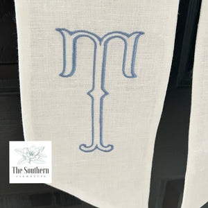 Linen Wreath/Basket Sash - Chinoiserie Staffordshire Blue