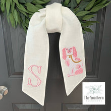 Load image into Gallery viewer, Linen Wreath/Basket Sash - Chinoiserie Staffordshire Pink

