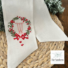 Load image into Gallery viewer, Linen Wreath/Basket Sash - Valentine Hearts Wreath Monogram
