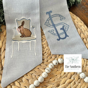 Linen Wreath/Basket Sash - Victorian Bunny