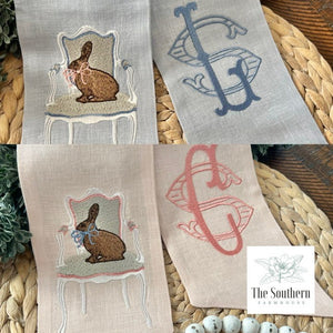 Linen Wreath/Basket Sash - Victorian Bunny