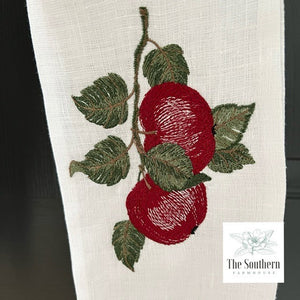 Linen Wreath/Basket Sash - Vintage Apple Branch