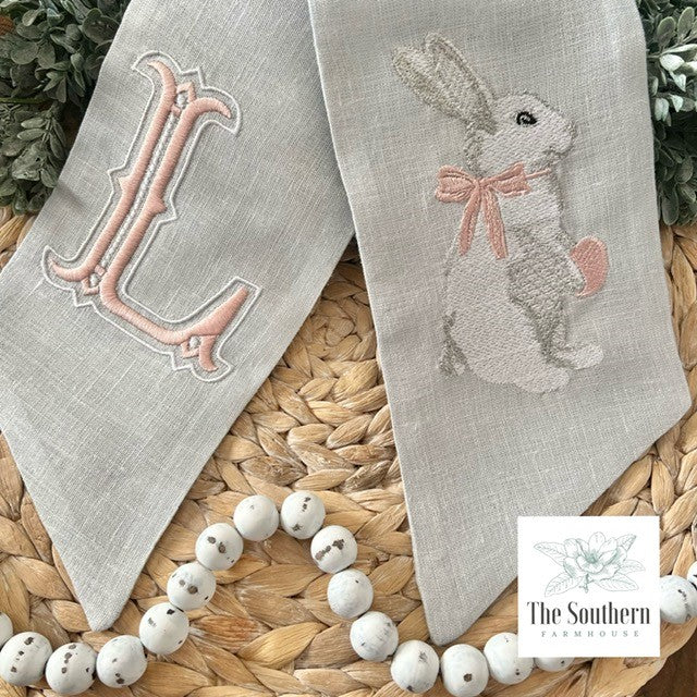 Linen Wreath/Basket Sash - Vintage Easter Bunny