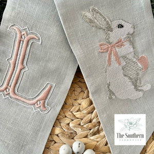 Linen Wreath/Basket Sash - Vintage Easter Bunny