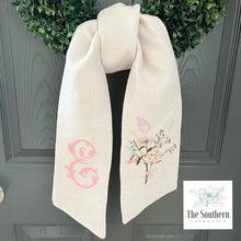 Load image into Gallery viewer, Linen Wreath/Basket Sash - Wildflower Bouquet with Monogram
