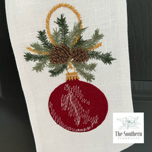 Linen Wreath/Basket Sash - Christmas Pines Ornament