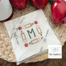Load image into Gallery viewer, Set of 4 Embroidered Cocktail Napkins - Back to School
