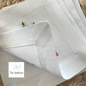 Set of 4 Embroidered Cocktail Napkins - Pagoda Monogram