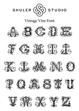 Load image into Gallery viewer, Linen Wreath/Basket Sash - Vintage Vine Monogram
