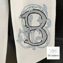Load image into Gallery viewer, Linen Wreath/Basket Sash - Vintage Vine Monogram

