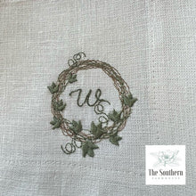 Load image into Gallery viewer, Set of 4 Embroidered Cocktail Napkins - Spring Ivy Wreath
