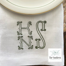 Load image into Gallery viewer, Sutton Vintage Three Letter Monogrammed Luncheon, Dinner &amp; Cocktail Napkins
