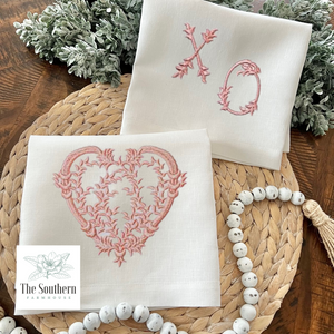 Set of Two Tea/Guest Towels - Vintage Heart with Love
