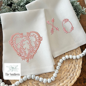 Set of Two Tea/Guest Towels - Vintage Heart with Love
