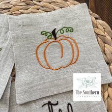 Load image into Gallery viewer, Set of 4 Embroidered Cocktail Napkins - Thanksgiving, Fall, Harvest

