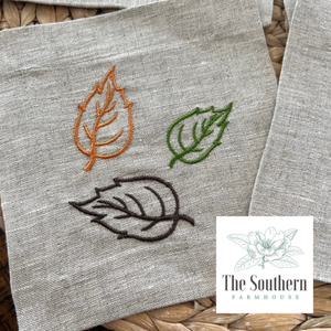 Set of 4 Embroidered Cocktail Napkins - Thanksgiving, Fall, Harvest