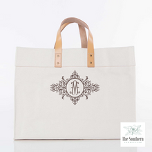 Load image into Gallery viewer, Canvas Tote - Vintage Frame Monogram
