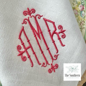 Vintage Bamboo Three Letter Monogrammed Luncheon, Dinner & Cocktail Napkins
