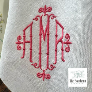 Vintage Bamboo Three Letter Monogrammed Luncheon, Dinner & Cocktail Napkins