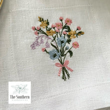 Load image into Gallery viewer, Set of 4 Embroidered Cocktail Napkins - Wildflower Bouquet
