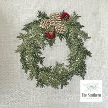 Load image into Gallery viewer, Set of 4 Embroidered Christmas Cocktail Napkins - Christmas Wreath
